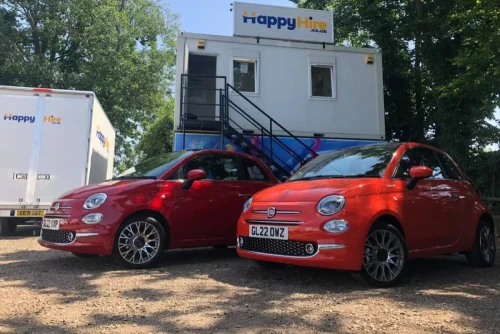 Hire cars outside the Happy Hire office in Tonbridge